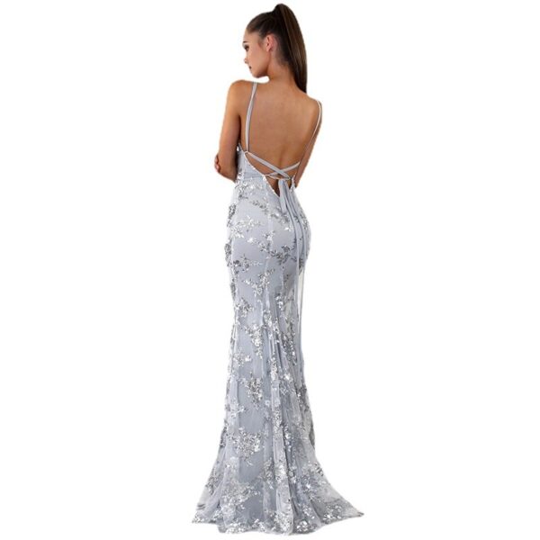 Dress V-neck Brace Backless Sequined Long Night Dresses High Waist Dress V-neck Brace Backless Sequined Long Night Dresses High Waist