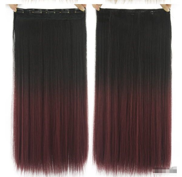 Dyed Gradual Straight Hair Clip Curtain T-color Extension Piece