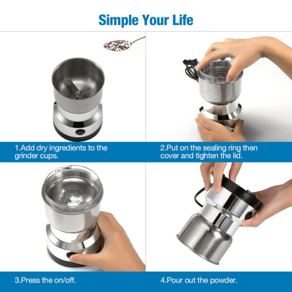 Electric Coffee Grinder Grinding Milling Nut Bean Spice Matte Blade
