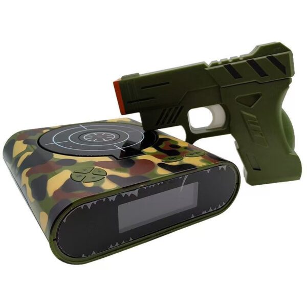 Electronics Desk Clock Digital Gun Alarm Gadget Target Laser Shoot