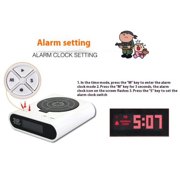 Electronics Desk Clock Digital Gun Alarm Gadget Target Laser Shoot