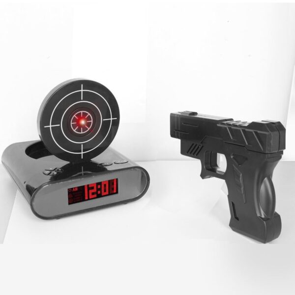 Electronics Desk Clock Digital Gun Alarm Gadget Target Laser Shoot