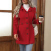 Elegant Single-breasted Woolen Coat Buttons Lapel Mid-length Jacket