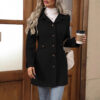 Elegant Single-breasted Woolen Coat Buttons Lapel Mid-length Jacket