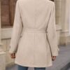 Elegant Single-breasted Woolen Coat Buttons Lapel Mid-length Jacket