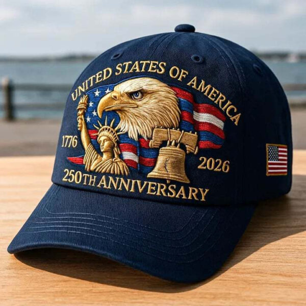 Embroidered American Eagle Head Baseball Cap - America 250th Embroidered American Eagle Head Baseball Cap - America 250th