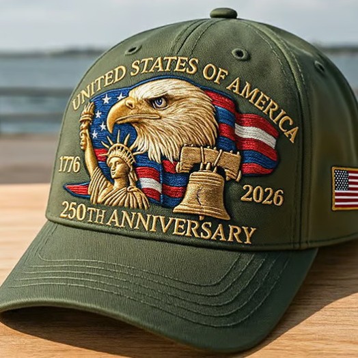 Embroidered American Eagle Head Baseball Cap - America 250th Embroidered American Eagle Head Baseball Cap - America 250th