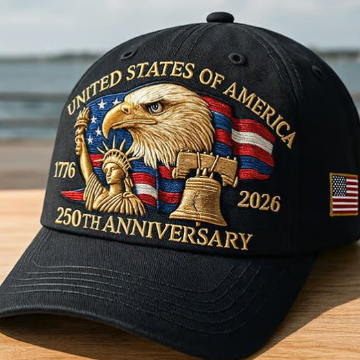 Embroidered American Eagle Head Baseball Cap - America 250th Embroidered American Eagle Head Baseball Cap - America 250th