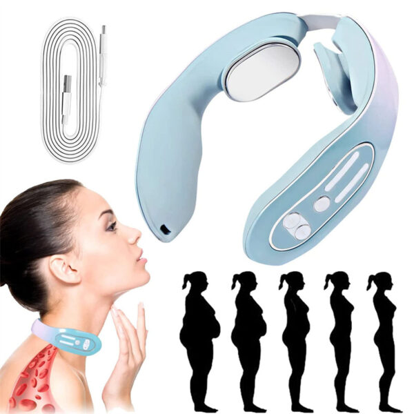 EMS Neck Acupoints Lymphvity Massager Device Intelligent with Heat Blue EMS Neck Acupoints Lymphvity Massager Device Intelligent with Heat Blue