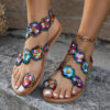 Ethnic Style Flowers Flat Sandals Summer Vacation Casual Clip Toe Beach Ethnic Style Flowers Flat Sandals Summer Vacation Casual Clip Toe Beach