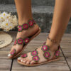 Ethnic Style Flowers Flat Sandals Summer Vacation Casual Clip Toe Beach Ethnic Style Flowers Flat Sandals Summer Vacation Casual Clip Toe Beach