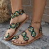 Ethnic Style Flowers Flat Sandals Summer Vacation Casual Clip Toe Beach Ethnic Style Flowers Flat Sandals Summer Vacation Casual Clip Toe Beach