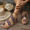 Ethnic Style Flowers Flat Sandals Summer Vacation Casual Clip Toe Beach Ethnic Style Flowers Flat Sandals Summer Vacation Casual Clip Toe Beach