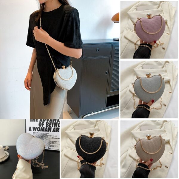 Evening Clutch Bag Women Shiny Handbag Heart Shape Metal Clutches Evening Clutch Bag Women Shiny Handbag Heart Shape Metal Clutches