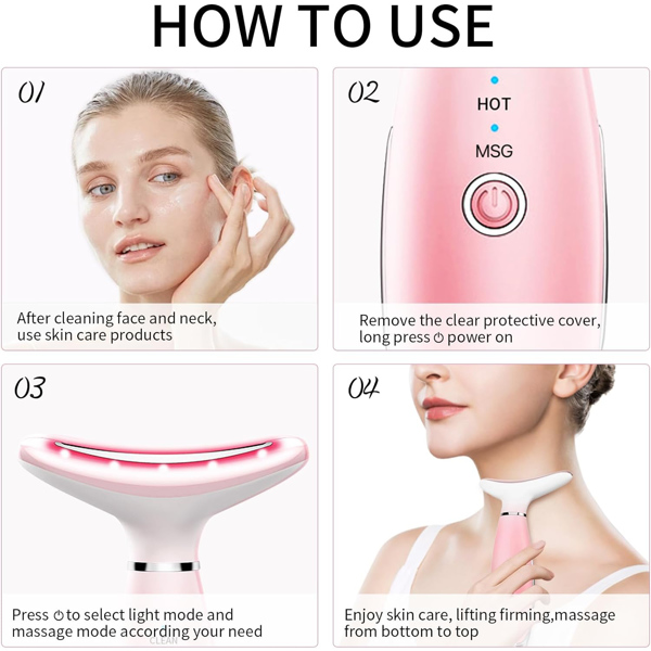 Facial and Neck Massager Pink Neck Beauty Device Facial and Neck Massager Pink Neck Beauty Device