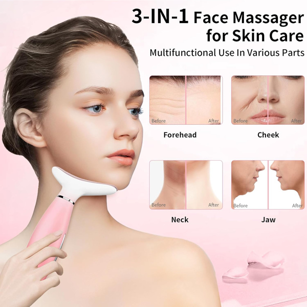 Facial and Neck Massager Pink Neck Beauty Device Facial and Neck Massager Pink Neck Beauty Device
