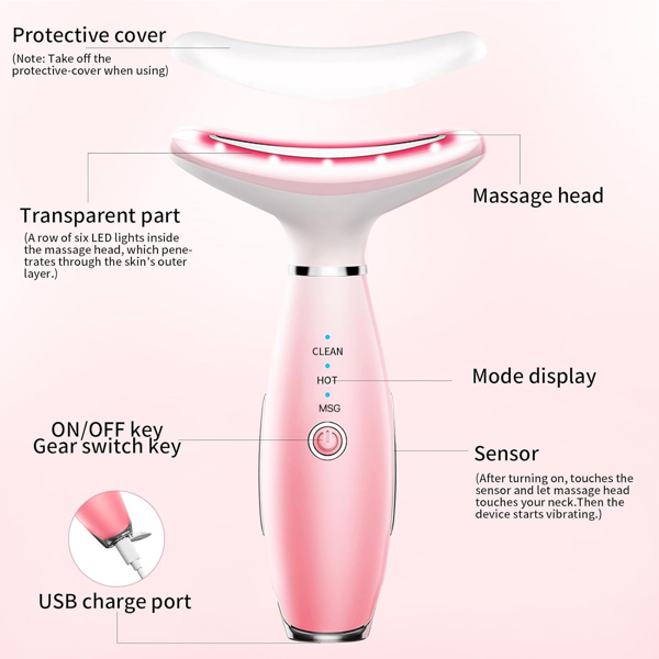 Facial and Neck Massager Pink Neck Beauty Device Facial and Neck Massager Pink Neck Beauty Device