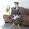 Fall Men's Simulated Silk Stripe Pajamas Men