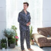 Fall Men's Simulated Silk Stripe Pajamas Men