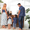 Family Matching Denim Sling Skirt Baby Girl Mom Dad Boy Shirt