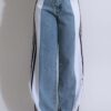 Fashion Casual High Waist Elastic Straight Leg Trousers Three Stripe Fashion Casual High Waist Elastic Straight Leg Trousers Three Stripe