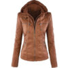 Fashion Detachable Hooded Jacket with Pockets Casual Solid Color Zipper Fashion Detachable Hooded Jacket with Pockets Casual Solid Color Zipper