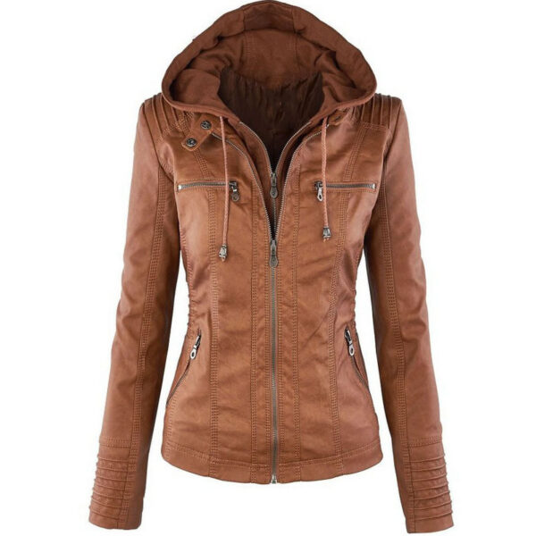 Fashion Detachable Hooded Jacket with Pockets Casual Solid Color Zipper Fashion Detachable Hooded Jacket with Pockets Casual Solid Color Zipper