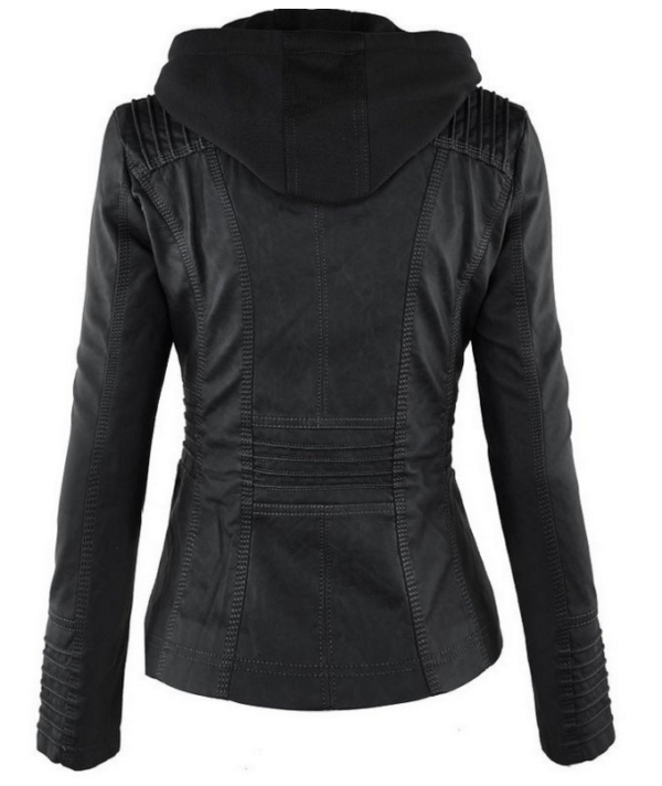 Fashion Detachable Hooded Jacket with Pockets Casual Solid Color Zipper
