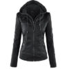 Fashion Detachable Hooded Jacket with Pockets Casual Solid Color Zipper Fashion Detachable Hooded Jacket with Pockets Casual Solid Color Zipper