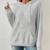 Fashion Drawstring Long-sleeved Hooded Sweatshirt with Pockets Solid Fashion Drawstring Long-sleeved Hooded Sweatshirt with Pockets Solid