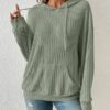 Fashion Drawstring Long-sleeved Hooded Sweatshirt with Pockets Solid Fashion Drawstring Long-sleeved Hooded Sweatshirt with Pockets Solid