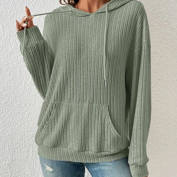 Fashion Drawstring Long-sleeved Hooded Sweatshirt with Pockets Solid Fashion Drawstring Long-sleeved Hooded Sweatshirt with Pockets Solid