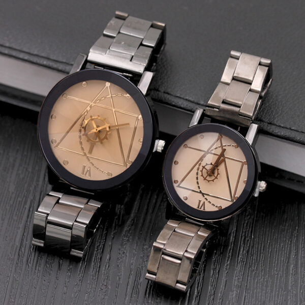 Fashion Gear Compass Turntable Steel Watch Men and Women Couple Watches