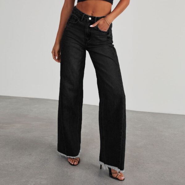 Fashion High Waist Jeans with Pockets Comfortable Slim Fit Straight Fashion High Waist Jeans with Pockets Comfortable Slim Fit Straight