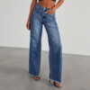 Fashion High Waist Jeans with Pockets Comfortable Slim Fit Straight Fashion High Waist Jeans with Pockets Comfortable Slim Fit Straight