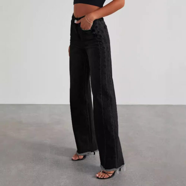 Fashion High Waist Jeans with Pockets Comfortable Slim Fit Straight Fashion High Waist Jeans with Pockets Comfortable Slim Fit Straight
