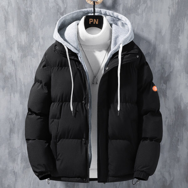 Fashion Hooded Jacket Men Winter Windproof Thickened Fake Two-piece Fashion Hooded Jacket Men Winter Windproof Thickened Fake Two-piece