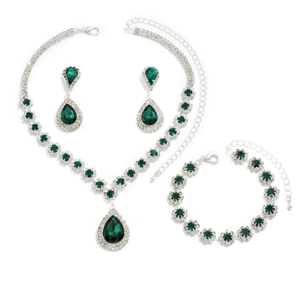 Fashion Jewelry Bridal Suit Necklace Ear Stud Bracelet Three-piece Set