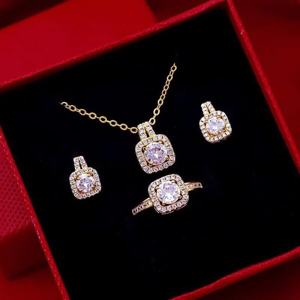 Fashion Jewelry Set Zircon Gem Pendant Chain Choker Necklace for Women Fashion Jewelry Set Zircon Gem Pendant Chain Choker Necklace for Women