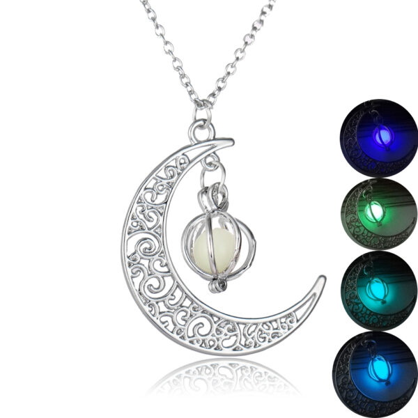 Fashion Moon Natural Glowing Stone Healing Necklace Women Gift Charm Fashion Moon Natural Glowing Stone Healing Necklace Women Gift Charm
