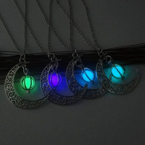 Fashion Moon Natural Glowing Stone Healing Necklace Women Gift Charm Fashion Moon Natural Glowing Stone Healing Necklace Women Gift Charm