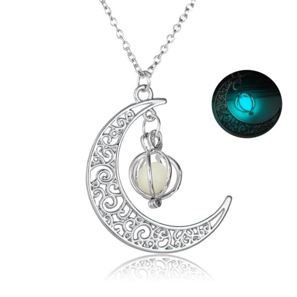 Fashion Moon Natural Glowing Stone Healing Necklace Women Gift Charm Fashion Moon Natural Glowing Stone Healing Necklace Women Gift Charm