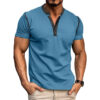 Fashion Short-sleeved Polo Shirt Summer Button V-neck T-shirt Tops Fashion Short-sleeved Polo Shirt Summer Button V-neck T-shirt Tops