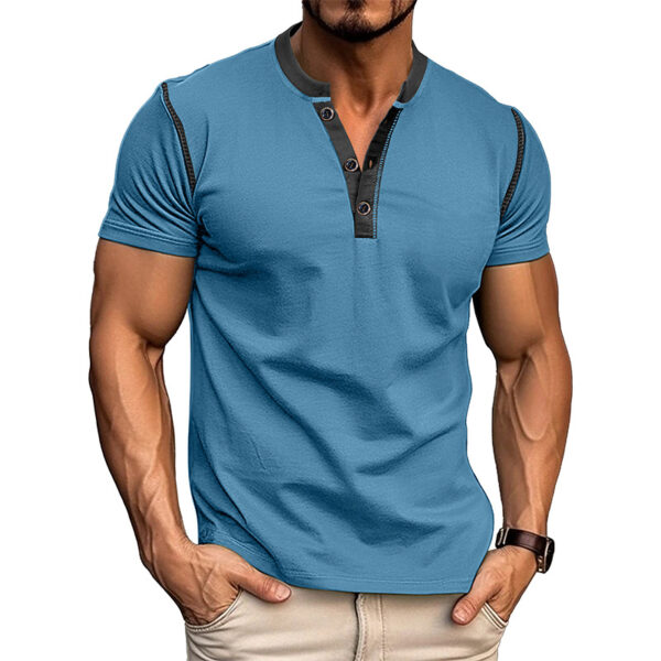 Fashion Short-sleeved Polo Shirt Summer Button V-neck T-shirt Tops Fashion Short-sleeved Polo Shirt Summer Button V-neck T-shirt Tops