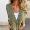 Fashion Solid Color Cardigan Knitted Sweater for Women