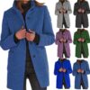 Fashion Stand Collar Woolen Coat with Pockets Fall Winter Casual Button Fashion Stand Collar Woolen Coat with Pockets Fall Winter Casual Button