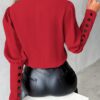 Fashion V-neck Long Sleeve Blouse with Button Design Commuter Leisure Fashion V-neck Long Sleeve Blouse with Button Design Commuter Leisure