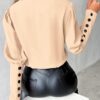 Fashion V-neck Long Sleeve Blouse with Button Design Commuter Leisure Fashion V-neck Long Sleeve Blouse with Button Design Commuter Leisure
