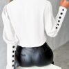 Fashion V-neck Long Sleeve Blouse with Button Design Commuter Leisure Fashion V-neck Long Sleeve Blouse with Button Design Commuter Leisure