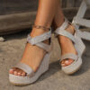 Fish Mouth High Wedges Sandals with Rhinestone Design Fashion Summer Fish Mouth High Wedges Sandals with Rhinestone Design Fashion Summer